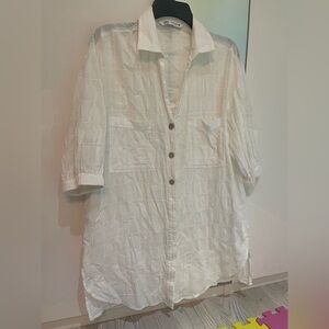 Zara White Casual Button Down Shirt
